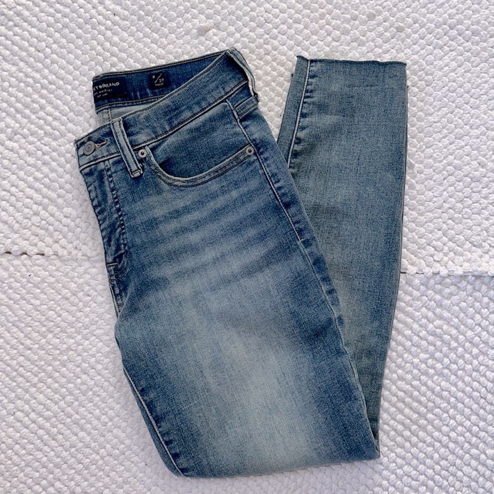 Lucky Brand Mid Rise Skinny Ava Distressed Raw Hem Ankle Jeans Size 8/29
